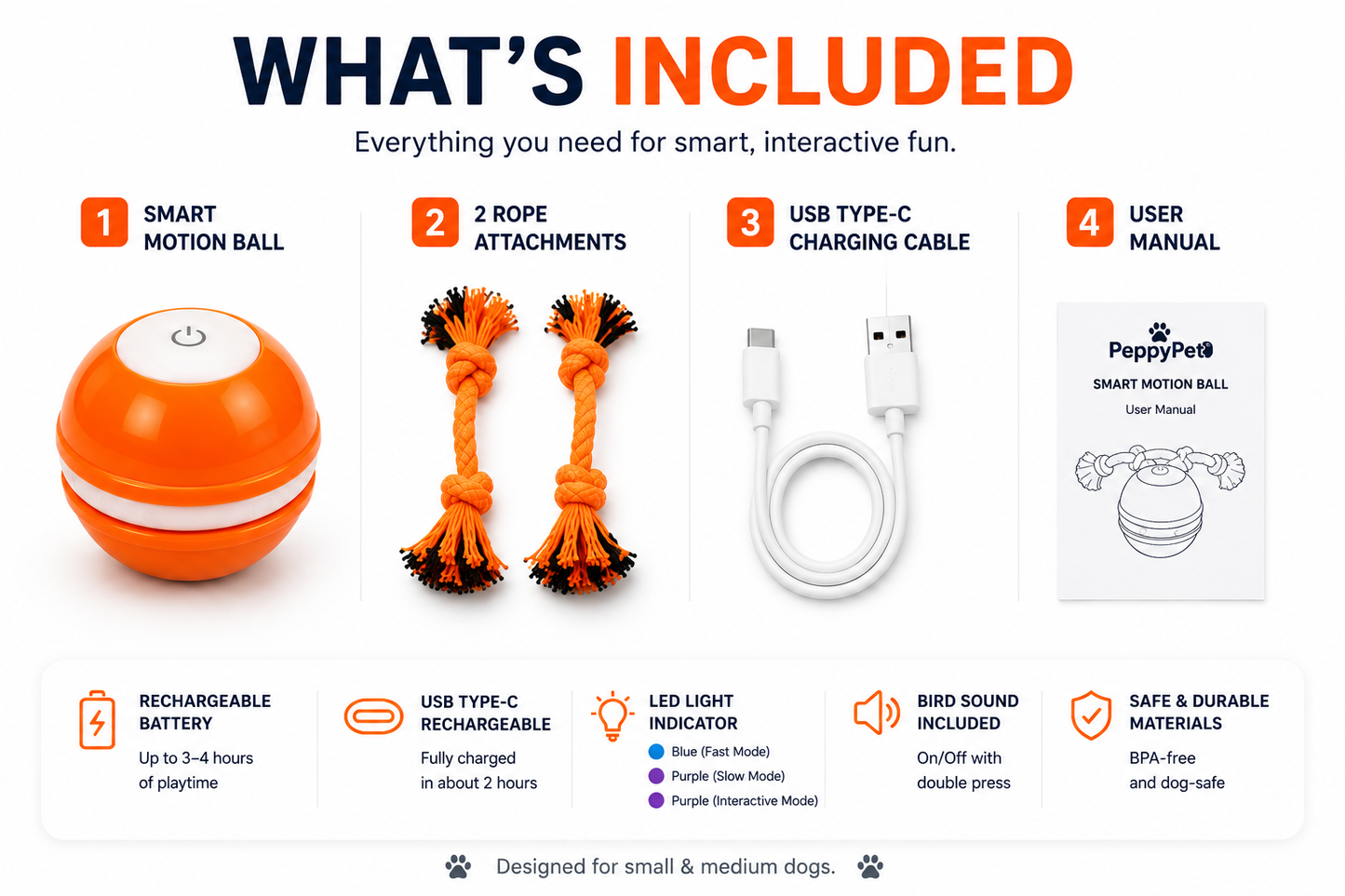 Interactive Dog Toy — Automatic Spinning 
Ball with Rope Tails | 3 Play Modes
